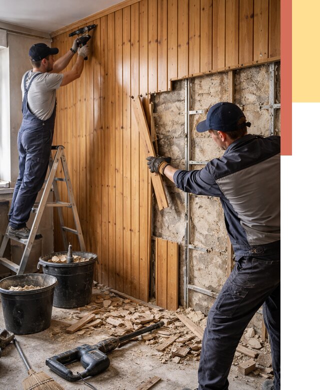 Демонтаж вагонки со стен в Фурманове от 1477 руб. — снятие, удаление, срочно | ОТДЕЛОЧНИК-Фрв