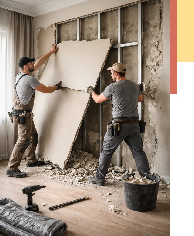 Демонтаж гипсокартона со стен в Фурманове от 357 руб. — услуги демонтажа | ОТДЕЛОЧНИК-Фрв