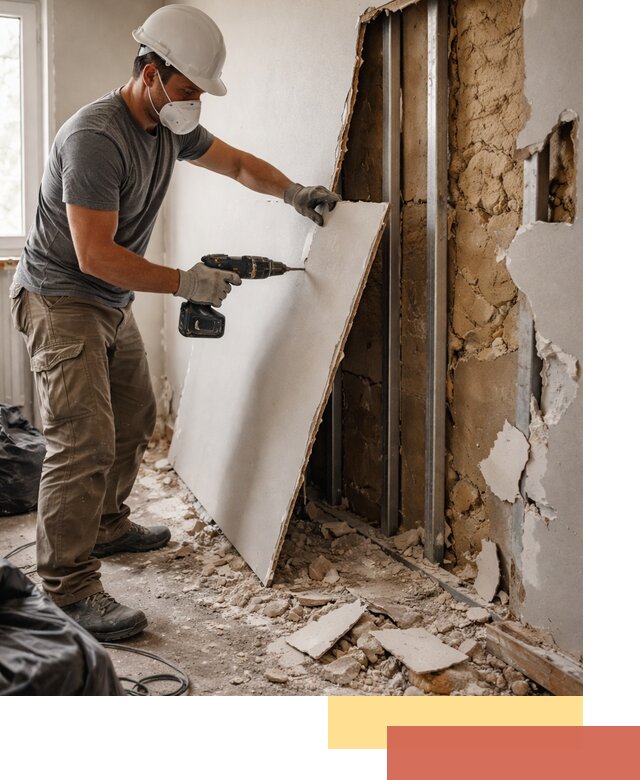 Демонтаж гипсокартона со стен в Фурманове качественно и быстро