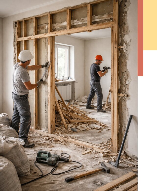 Демонтаж деревянных перегородок в Фурманове от 3260 руб. — быстро и недорого | ОТДЕЛОЧНИК-Фрв