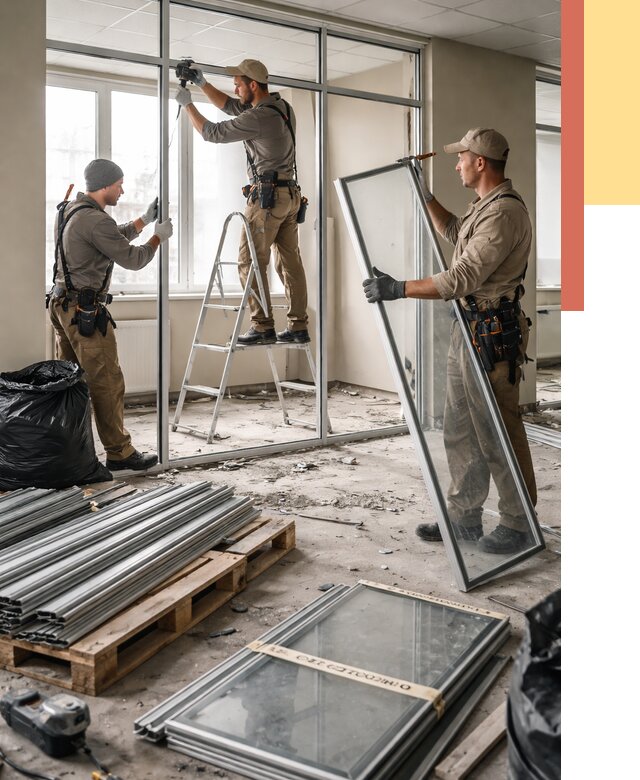 Демонтаж алюминиевых перегородок в Фурманове от 4279 руб. — быстро и недорого | ОТДЕЛОЧНИК-Фрв