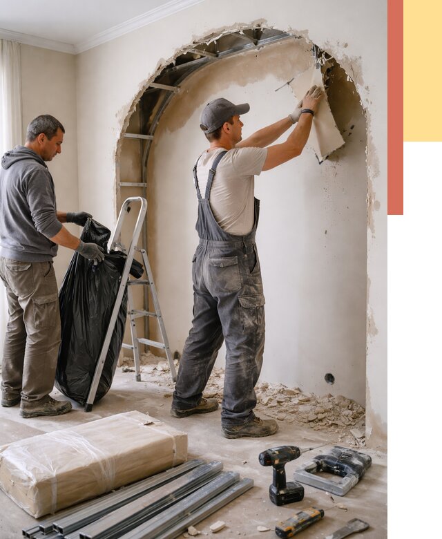 Демонтаж арки из гипсокартона в Фурманове от 3566 руб. — услуги под ключ | ОТДЕЛОЧНИК-Фрв