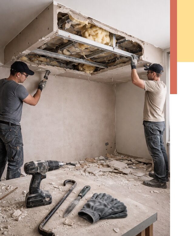 Демонтаж короба из гипсокартона в Фурманове от 1549 руб. — быстро и недорого | ОТДЕЛОЧНИК-Фрв