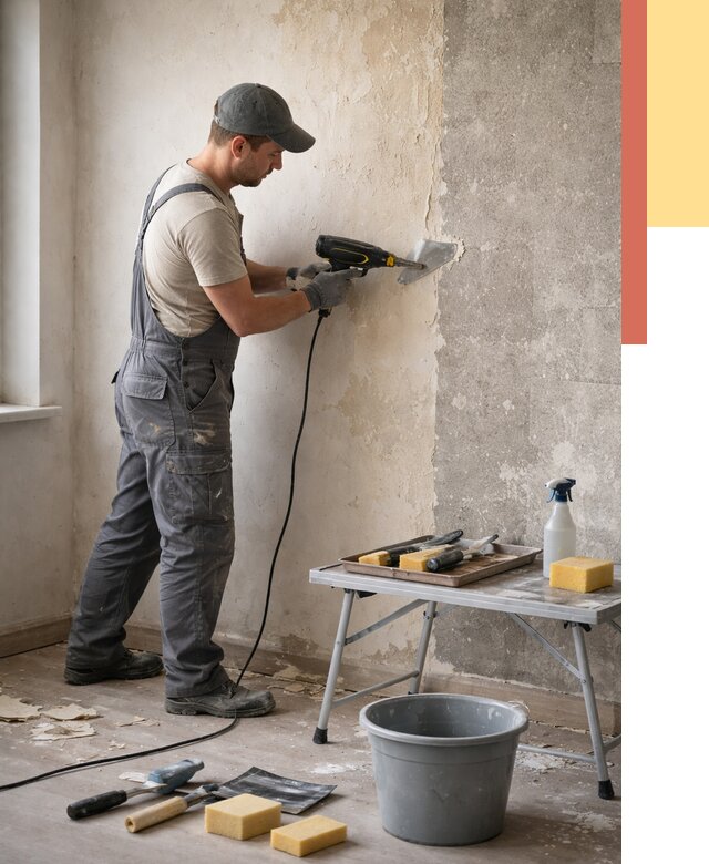 Очистка стен от клея в Фурманове от 1885 руб. — снятие и удаление клея со стен | ОТДЕЛОЧНИК-Фрв