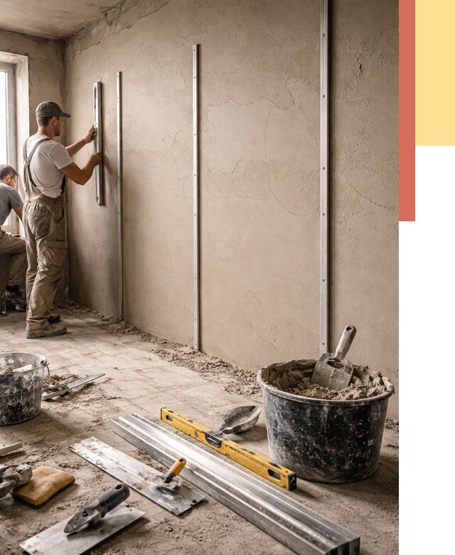 Штукатурка стен по маякам в Фурманове от 5603 руб./м² — выравнивание под ключ | ОТДЕЛОЧНИК-Фрв