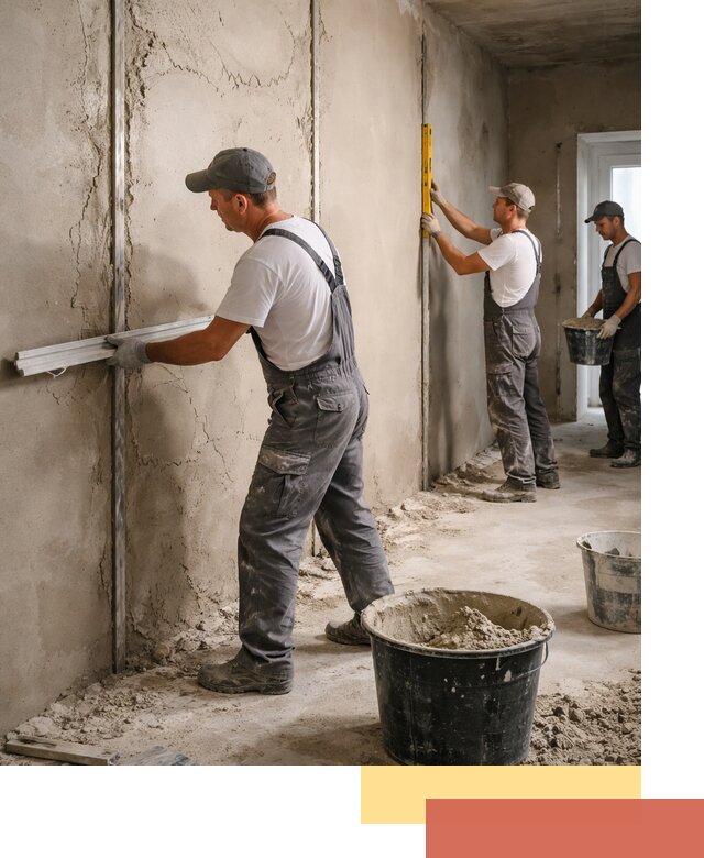 Штукатурка стен по маякам в Фурманове — точная и ровная поверхность