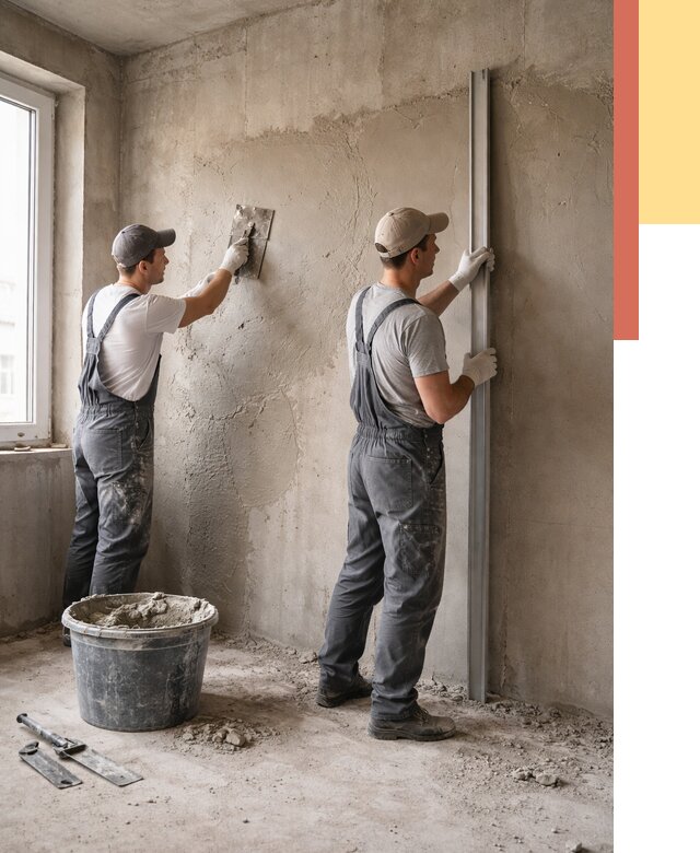 Штукатурка бетонных стен в Фурманове от 4585 руб/м² — качественно и быстро | ОТДЕЛОЧНИК-Фрв