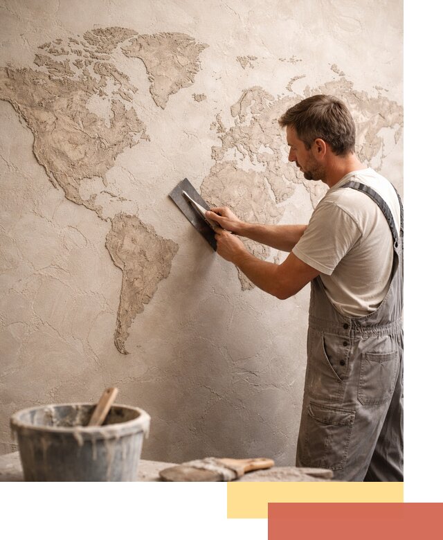 Декоративная штукатурка «Карта мира» под ключ в Фурманове