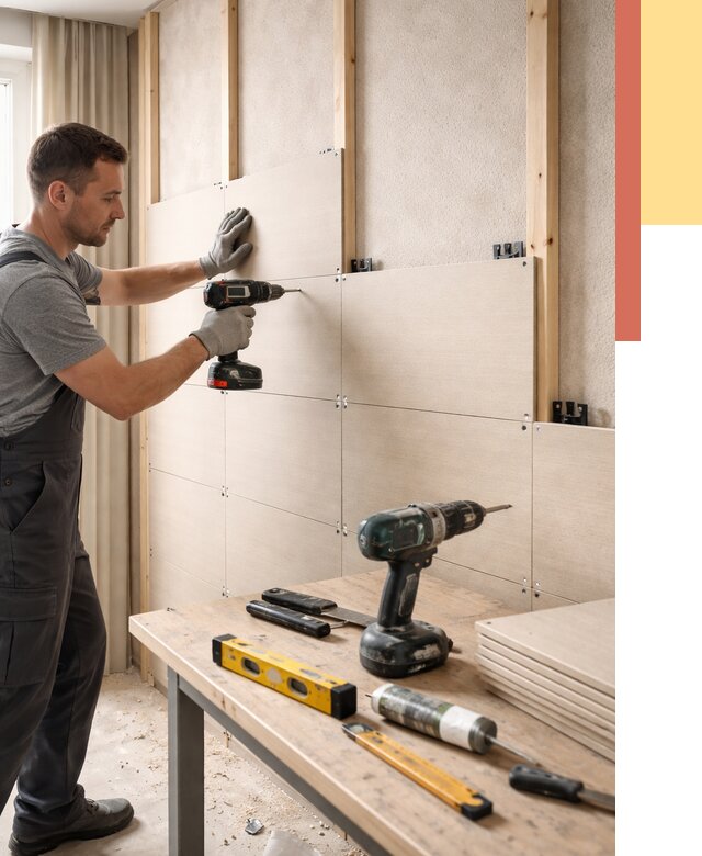 Монтаж МДФ панелей на стены в Фурманове от 1274 руб. под ключ | ОТДЕЛОЧНИК-Фрв