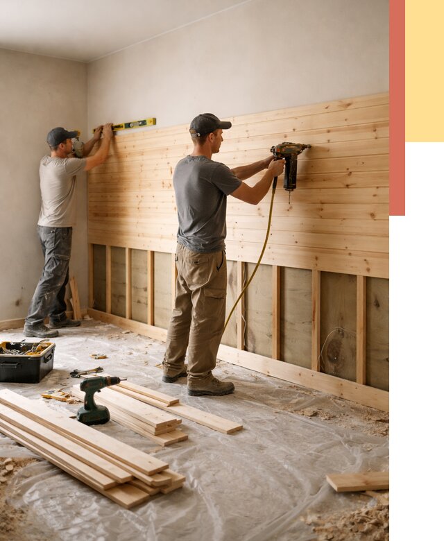 Монтаж деревянной вагонки на стены в Фурманове от 7641 руб. | Услуги монтажа вагонки | ОТДЕЛОЧНИК-Фрв