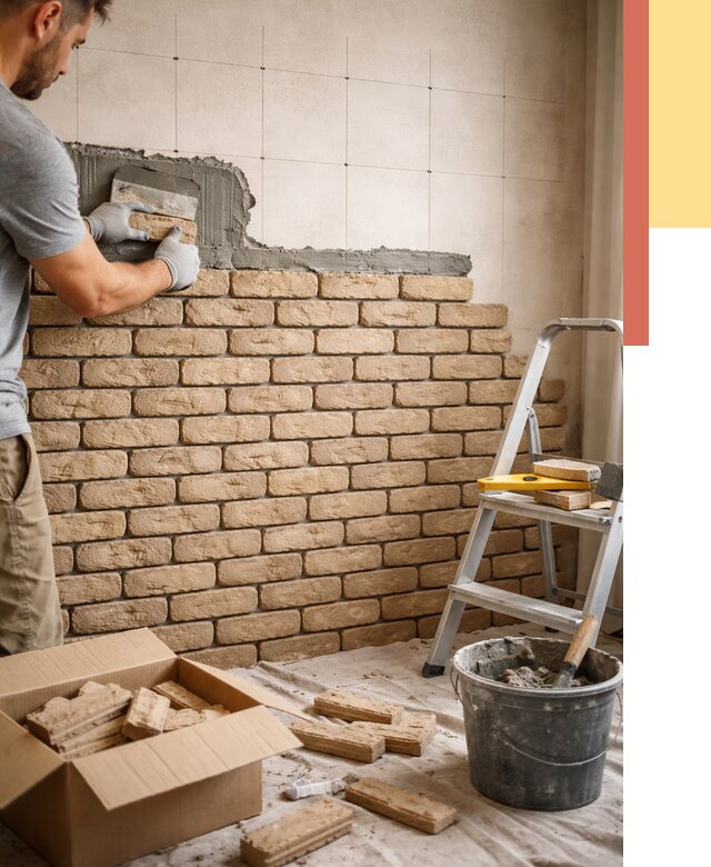 Монтаж декоративного кирпича в Фурманове от 3260 руб./м² — быстро и недорого | ОТДЕЛОЧНИК-Фрв