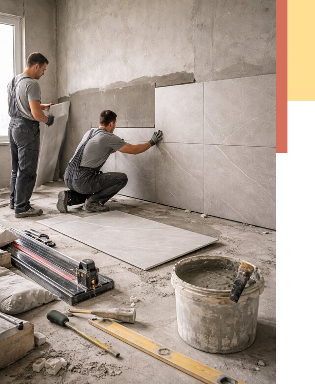 Облицовка стен керамогранитом в Фурманове от 4279 руб./м² — услуги под ключ | ОТДЕЛОЧНИК-Фрв