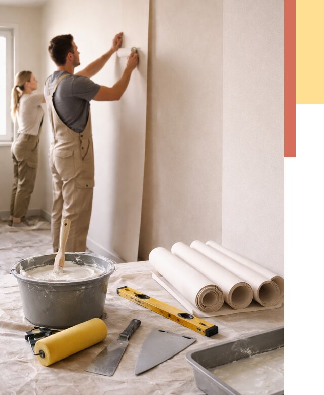 Поклейка бумажных обоев в Фурманове от 5603 руб./м2 — быстро и недорого | ОТДЕЛОЧНИК-Фрв