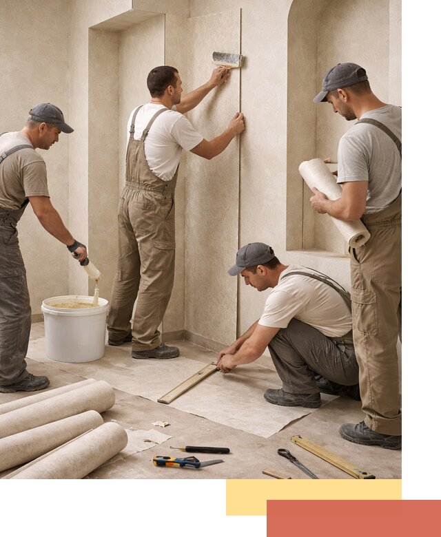 Поклейка обоев на сложные стены и неровные поверхности в Фурманове