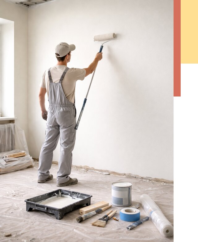 Покраска стен водоэмульсионной краской в Фурманове от 458 руб. за м² | ОТДЕЛОЧНИК-Фрв