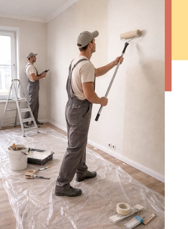 Покраска стен акриловой краской в Фурманове от 3566 руб./м² — быстро и недорого | ОТДЕЛОЧНИК-Фрв