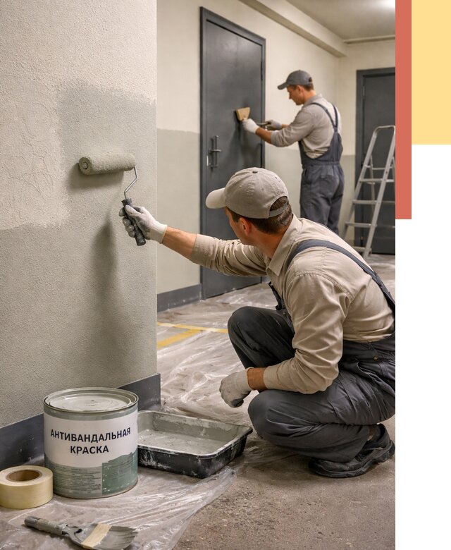 Покраска стен антивандальной краской в Фурманове от 4585 руб./м² под ключ | ОТДЕЛОЧНИК-Фрв