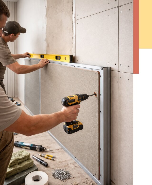 Шумоизоляция стен панелями ЗИПС в Фурманове от 2241 руб./м² под ключ | ОТДЕЛОЧНИК-Фрв