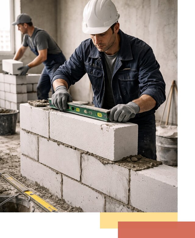 Кладка перегородок из пеноблока под ключ в Фурманове