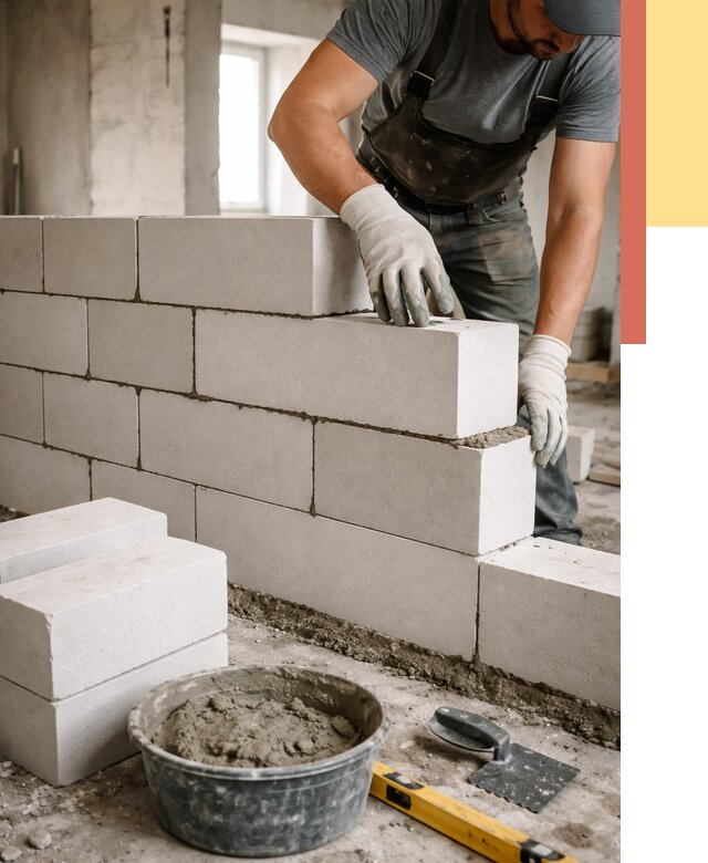 Кладка перегородок из силикатного блока в Фурманове от 4075 руб. под ключ | ОТДЕЛОЧНИК-Фрв