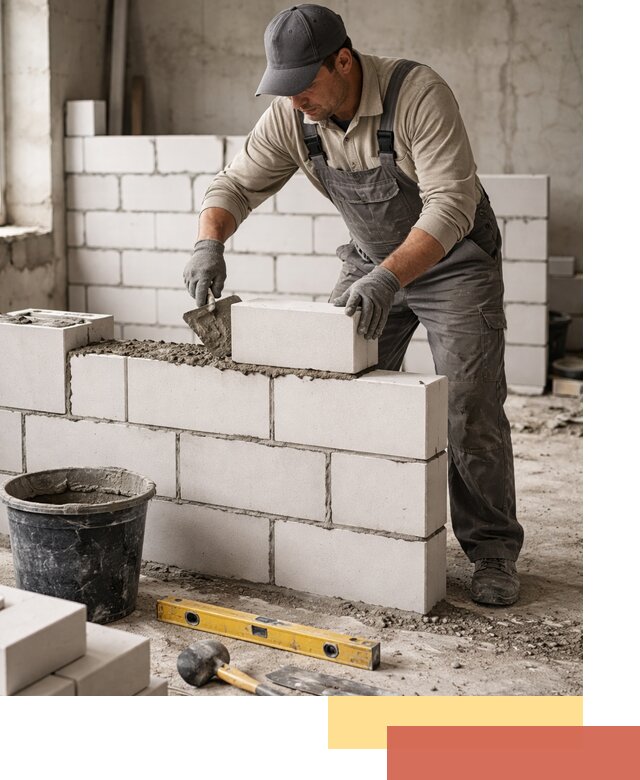 Кладка перегородок из силикатного блока в Фурманове