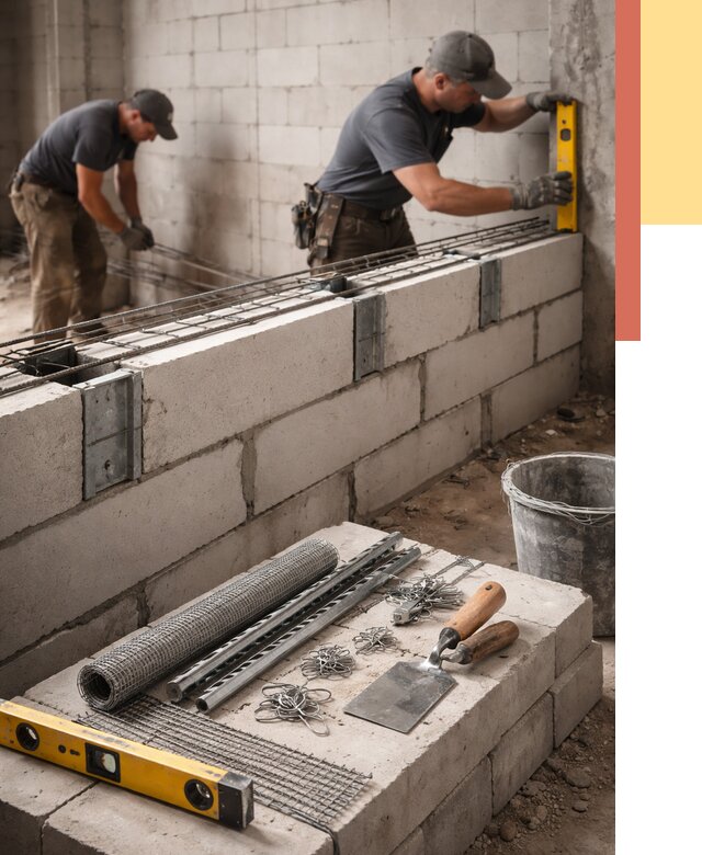 Армирование кладки перегородок в Фурманове от 764 руб. под ключ | ОТДЕЛОЧНИК-Фрв