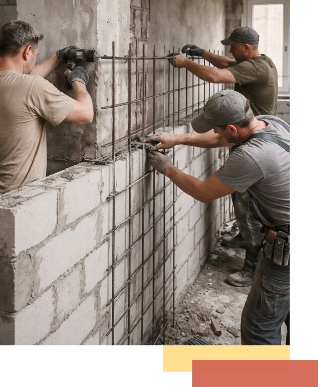 Армирование кладки перегородок в Фурманове профессионально и надёжно