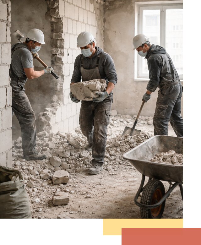 Демонтаж блочных перегородок в Фурманове быстро и аккуратно