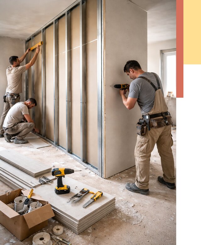 Монтаж однослойной перегородки из гипсокартона в Фурманове от 662 руб. | ОТДЕЛОЧНИК-Фрв