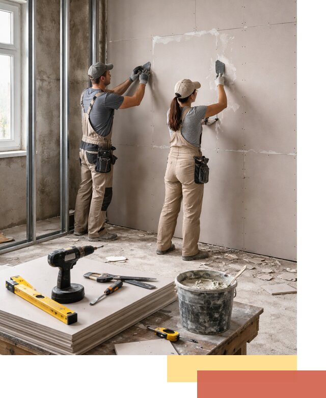 Монтаж двухслойной перегородки из гипсокартона в Фурманове