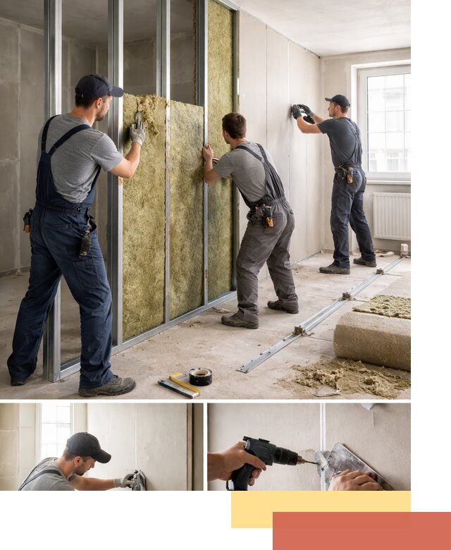 Перегородка из гипсокартона с шумоизоляцией в Фурманове — монтаж под ключ