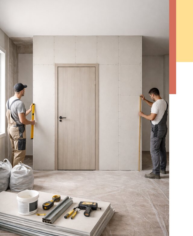 Перегородка из гипсокартона с дверью в Фурманове от 4585 руб. под ключ | ОТДЕЛОЧНИК-Фрв