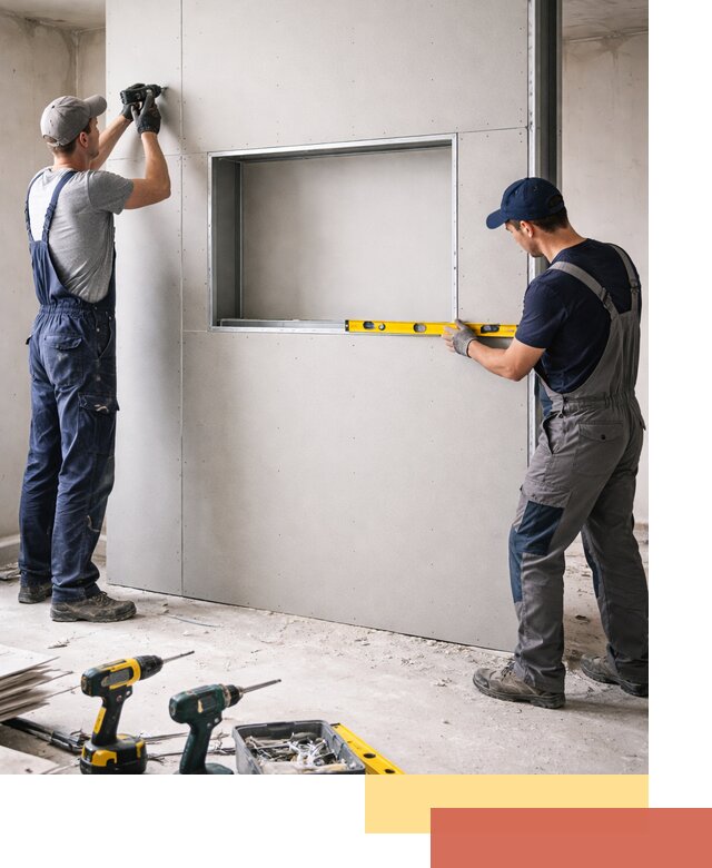 Перегородка из гипсокартона с нишей под декор в Фурманове