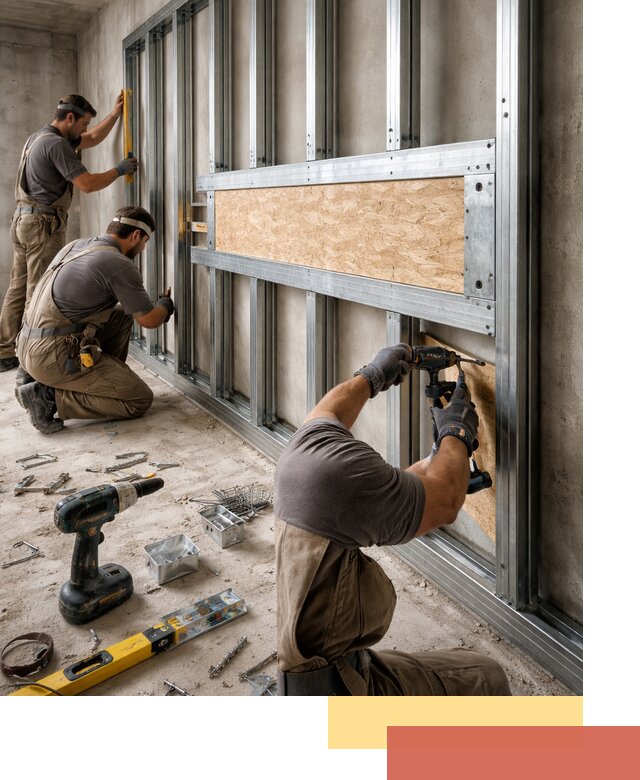 Усиленная перегородка для крепления тяжёлых конструкций в Фурманове