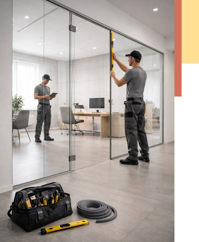 Цельностеклянные перегородки под ключ в Фурманове от 9679 руб. — монтаж и цены | ОТДЕЛОЧНИК-Фрв