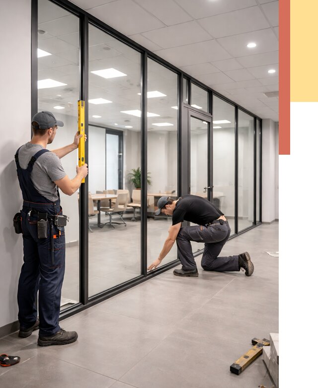 Каркасные стеклянные перегородки в Фурманове под ключ от 9373 руб. | ОТДЕЛОЧНИК-Фрв