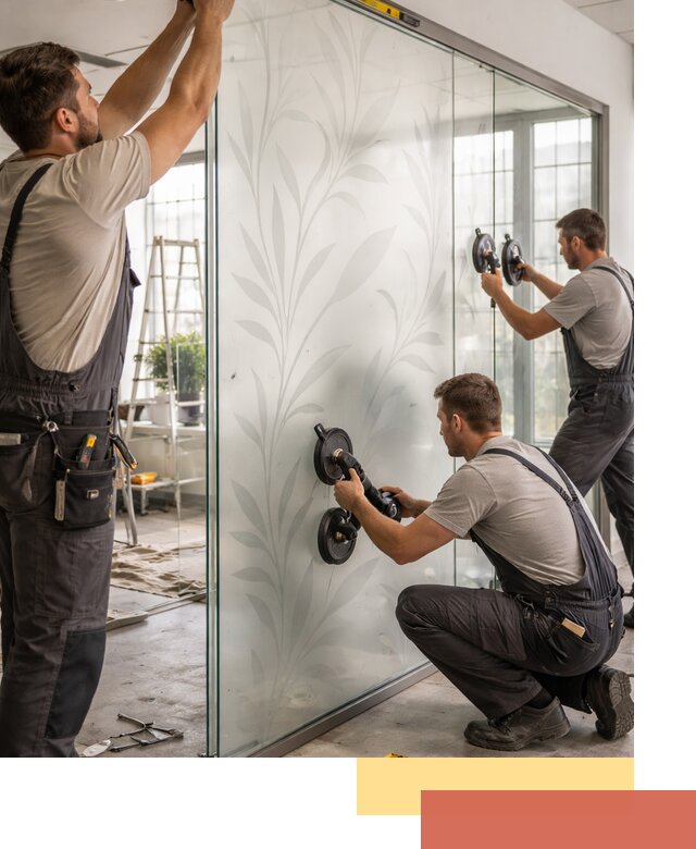 Стеклянные перегородки с рисунком на заказ в Фурманове