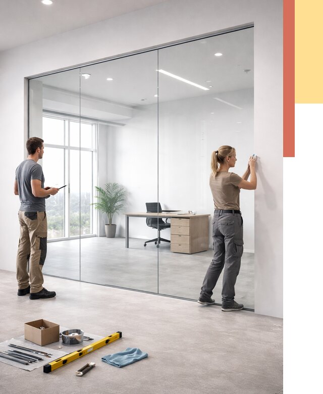 Перегородки из закаленного стекла в Фурманове от 9679 руб. под ключ | ОТДЕЛОЧНИК-Фрв