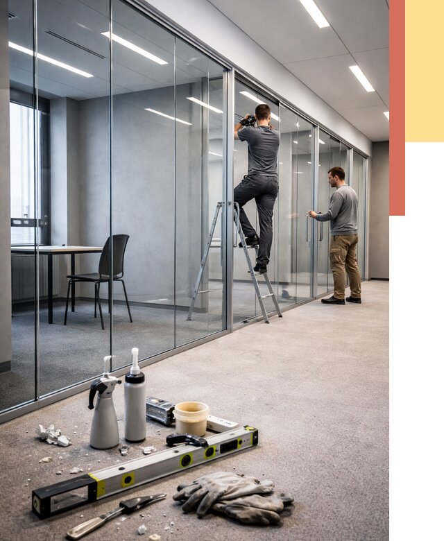 Стеклянные офисные перегородки в Фурманове от 8660 руб. — монтаж и установка | ОТДЕЛОЧНИК-Фрв