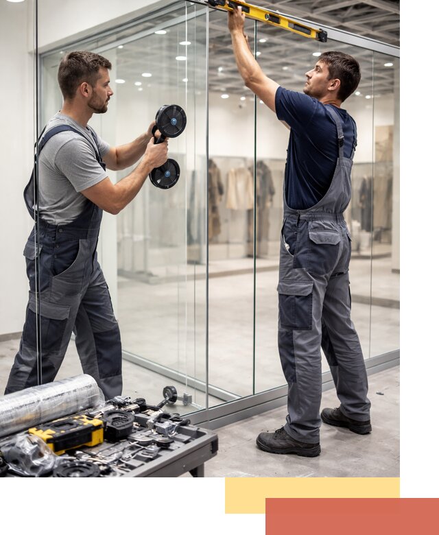 Стеклянные перегородки для магазинов в Фурманове — монтаж и установка