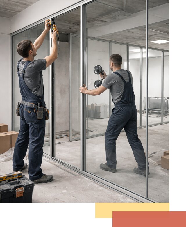 Алюминиевые перегородки со стеклом в Фурманове — изготовление и монтаж