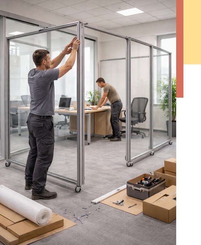 Мобильные офисные перегородки в Фурманове от 12735 руб. — установка под ключ | ОТДЕЛОЧНИК-Фрв