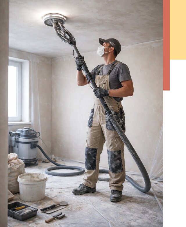 Шлифовка потолка в Фурманове от 3566 руб. — услуги шлифования потолка | ОТДЕЛОЧНИК-Фрв