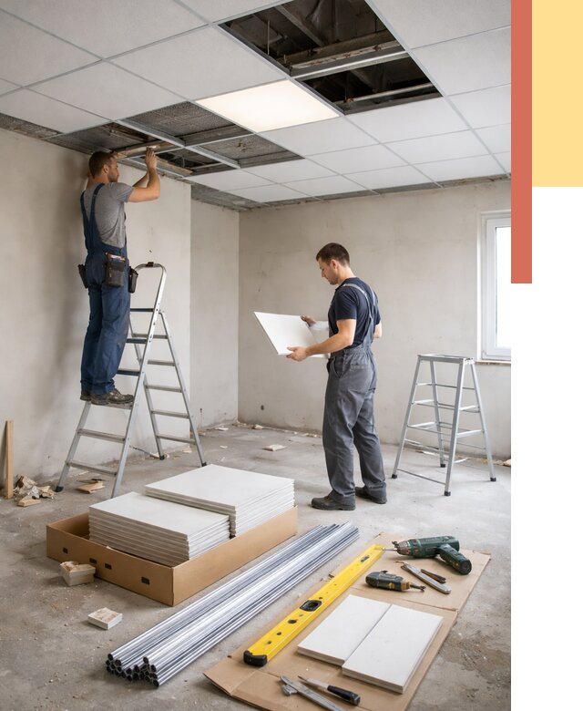 Монтаж потолка армстронг в Фурманове от 4585 руб/м2 — быстрая установка под ключ | ОТДЕЛОЧНИК-Фрв