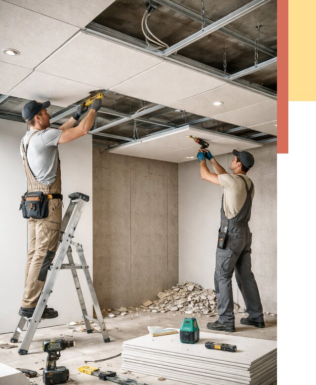 Монтаж акустического потолка в Фурманове от 6622 руб/м2 — быстро и недорого | ОТДЕЛОЧНИК-Фрв