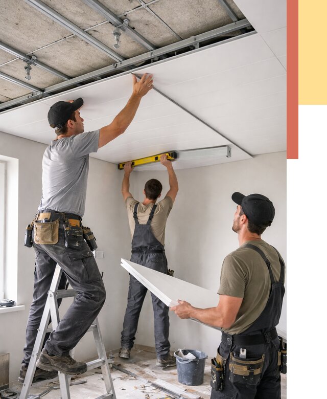 Монтаж потолка из ПВХ панелей в Фурманове от 3566 руб./м2 — быстро и недорого | ОТДЕЛОЧНИК-Фрв