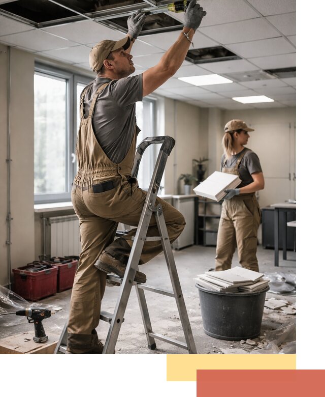 Ремонт потолка Армстронг и замена плит в Фурманове