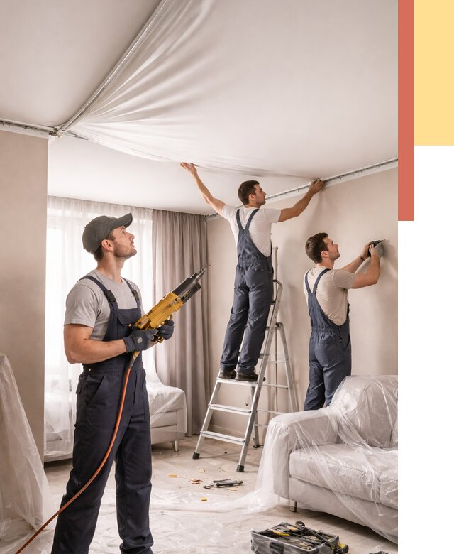 Установка натяжного потолка в Фурманове от 4585 руб. | Быстро и недорого — ОТДЕЛОЧНИК-Фрв