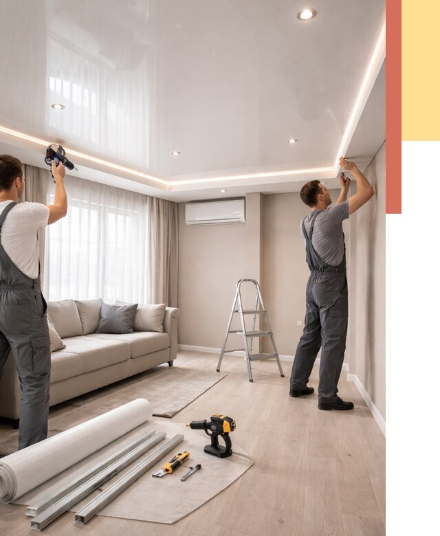 Монтаж глянцевого натяжного потолка в Фурманове от 764 руб. под ключ | ОТДЕЛОЧНИК-Фрв