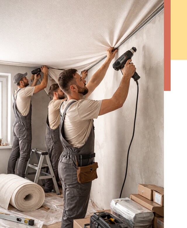 Монтаж фактурного натяжного потолка в Фурманове от 764 руб. — ОТДЕЛОЧНИК-Фрв